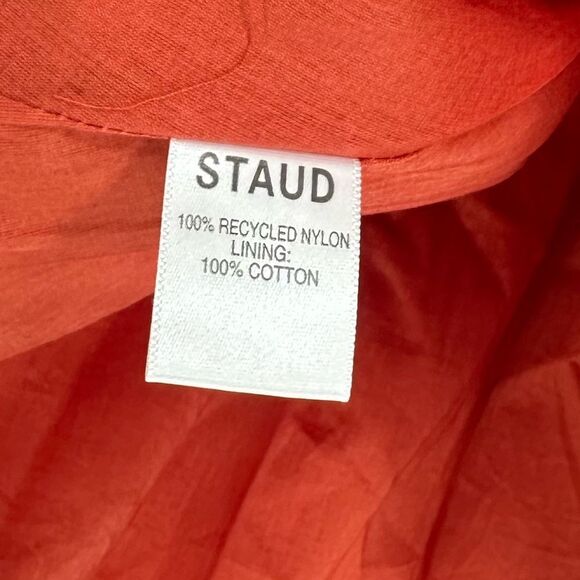 STAUD Bow Dress Smocked Waist Dress Size 8 Rust Long Sleeve Peasant Mini - Picture 7 of 10